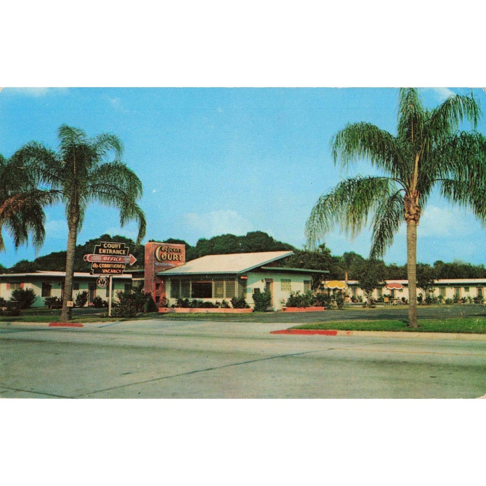 Vintage Crescent Court Motel Postcard Orlando Florida Route 17-92 Dexter Press